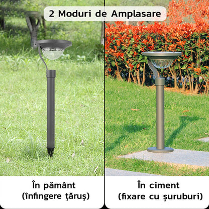 Lampa solara LED cu 2 moduri de fixare, IP65, material ABS, baterie 4.5 V, 200 mah, 450 Lumeni, 42.5 x 15 cm, alb cald,-4