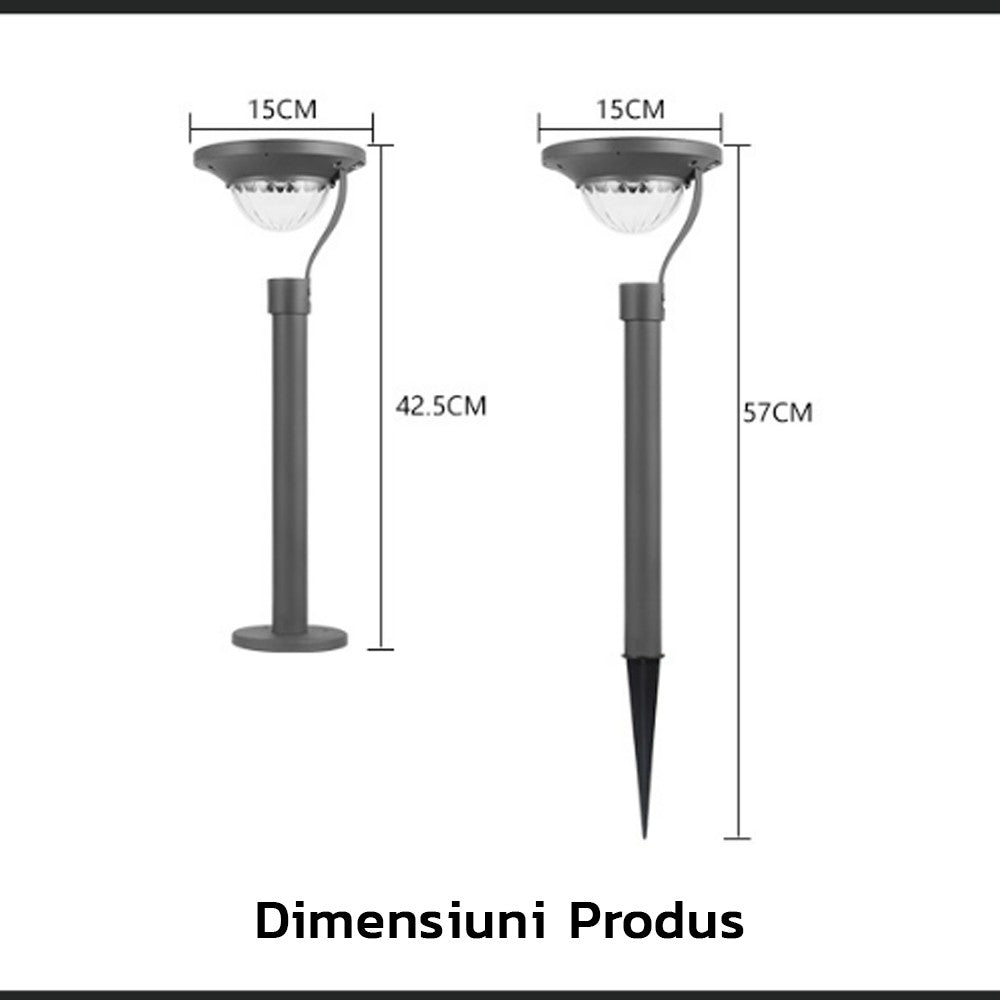 Lampa solara LED cu 2 moduri de fixare, IP65, material ABS, baterie 4.5 V, 200 mah, 450 Lumeni, 42.5 x 15 cm, alb cald,-6