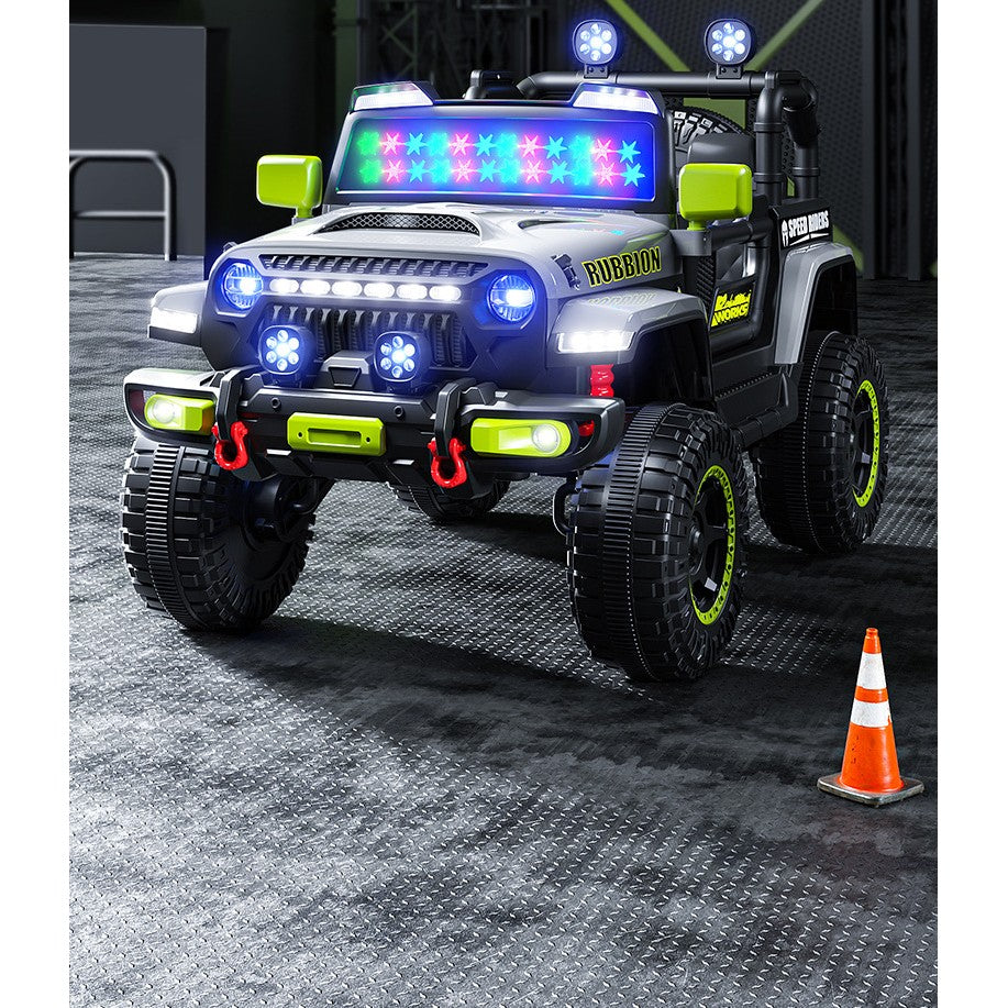 Mașină Electrică pentru Copii, Flippy, Off-Road, Conectare Bluetooth, telecomandă, Tracțiune Integrală, Lumina Intermitenta, Baterie 12V 7Ah, 120x63x68cm, Gri-6