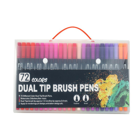 Set 72 Carioci, Flippy, pe Baza de Apa, 2 Tipuri de Varf, 1-2 mm, 0.4 mm, Corp Carioca Negru, din Plastic, Multicolor-0