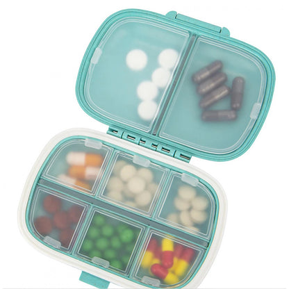 Organizator medicamente, Plastic, 8 compartimente, 0.1 L, Albastru, Flippy, 11 x 7 cm-3