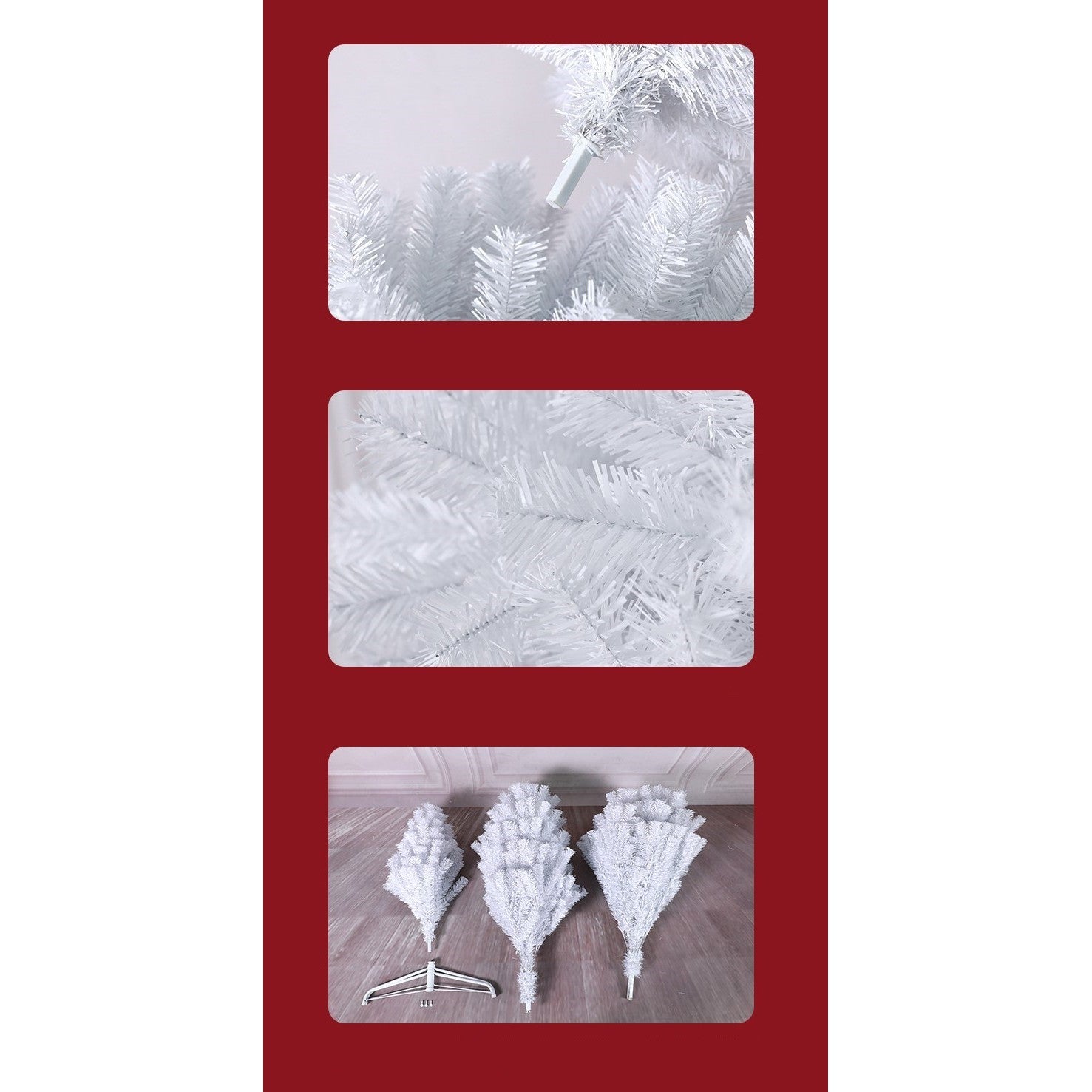 Brad de Craciun artificial cu suport inclus Flippy, 180 cm, 600 ramuri/varfuri, material plastic, suport clasic, fara iluminare, utilizat pentru interior/exterior, alb-4
