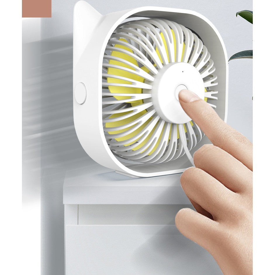 Mini ventilator pentru birou cu usb, Flippy, rotire 360 grade, 3 viteze, 13.5 x 12,8 cm, Alb-5