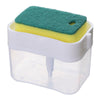 Dozator Flippy, Dispenser 2 in 1 pentru Detergent Lichid de Vase sau pentru Obiecte Sanitare cu Suport pentru Burete de Bucatarie ,14 x 10.5 x 10 cm, capacitate 380 ml, alb-0