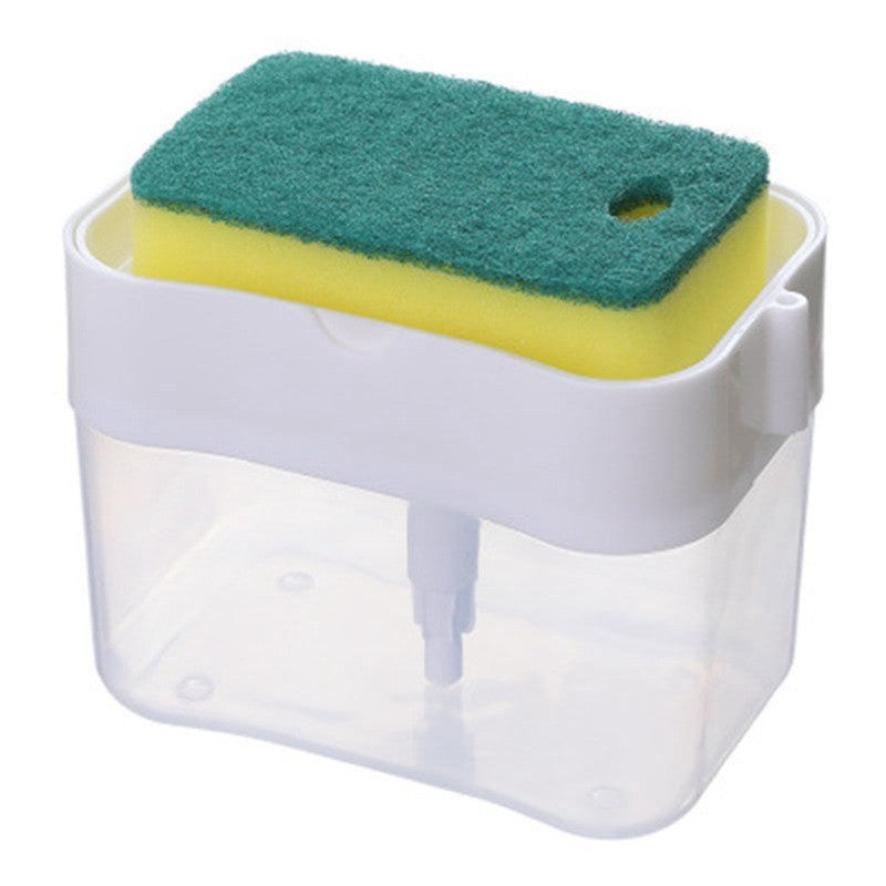 Dozator Flippy, Dispenser 2 in 1 pentru Detergent Lichid de Vase sau pentru Obiecte Sanitare cu Suport pentru Burete de Bucatarie ,14 x 10.5 x 10 cm, capacitate 380 ml, alb-0