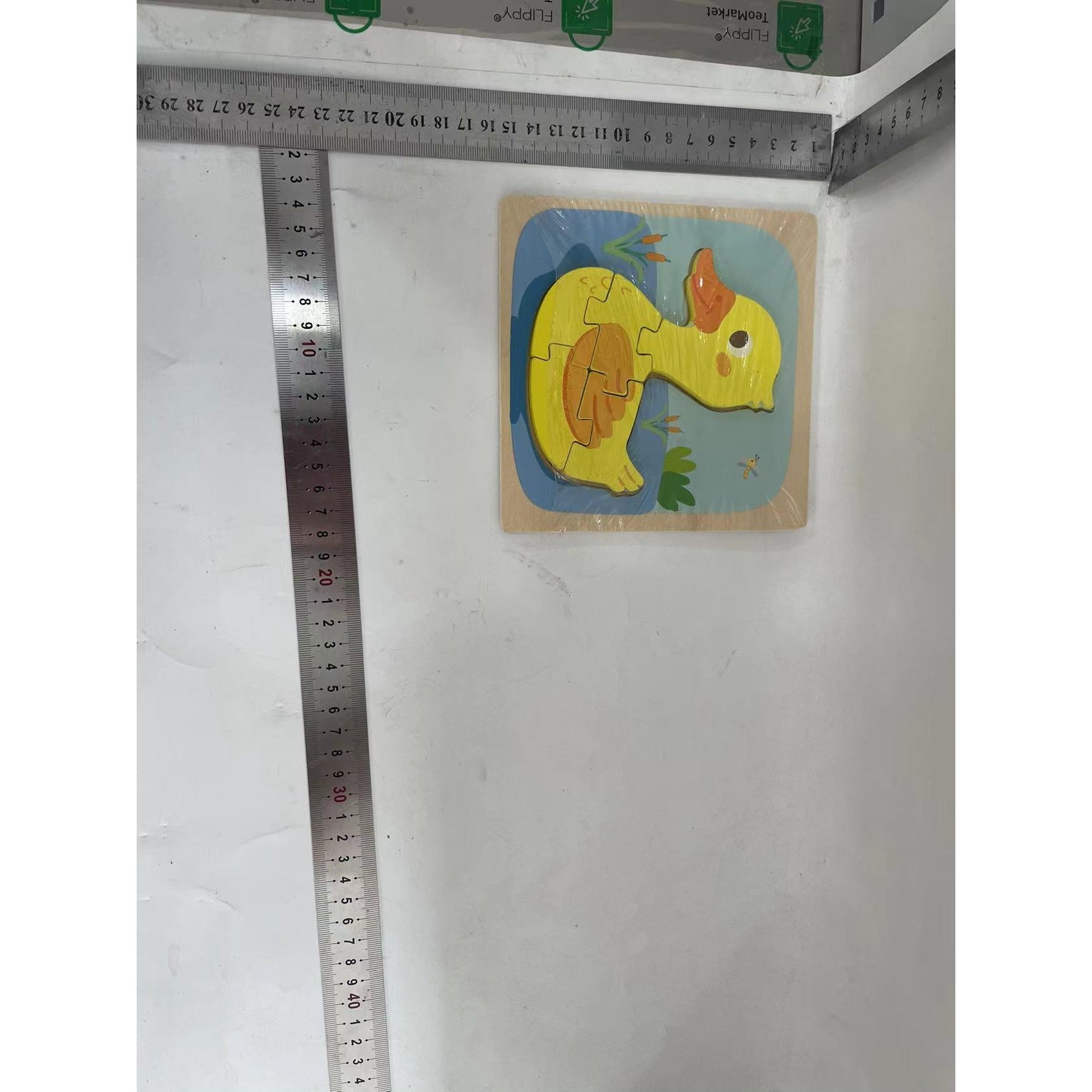 Puzzle Montessori din Lemn pentru Copii, Flippy, 3D, 0-3 Ani, Model Ratusca, Educativ, Intuitiv, Creativ, 5 Piese, 15x15x0.5 cm, Multicolor-1