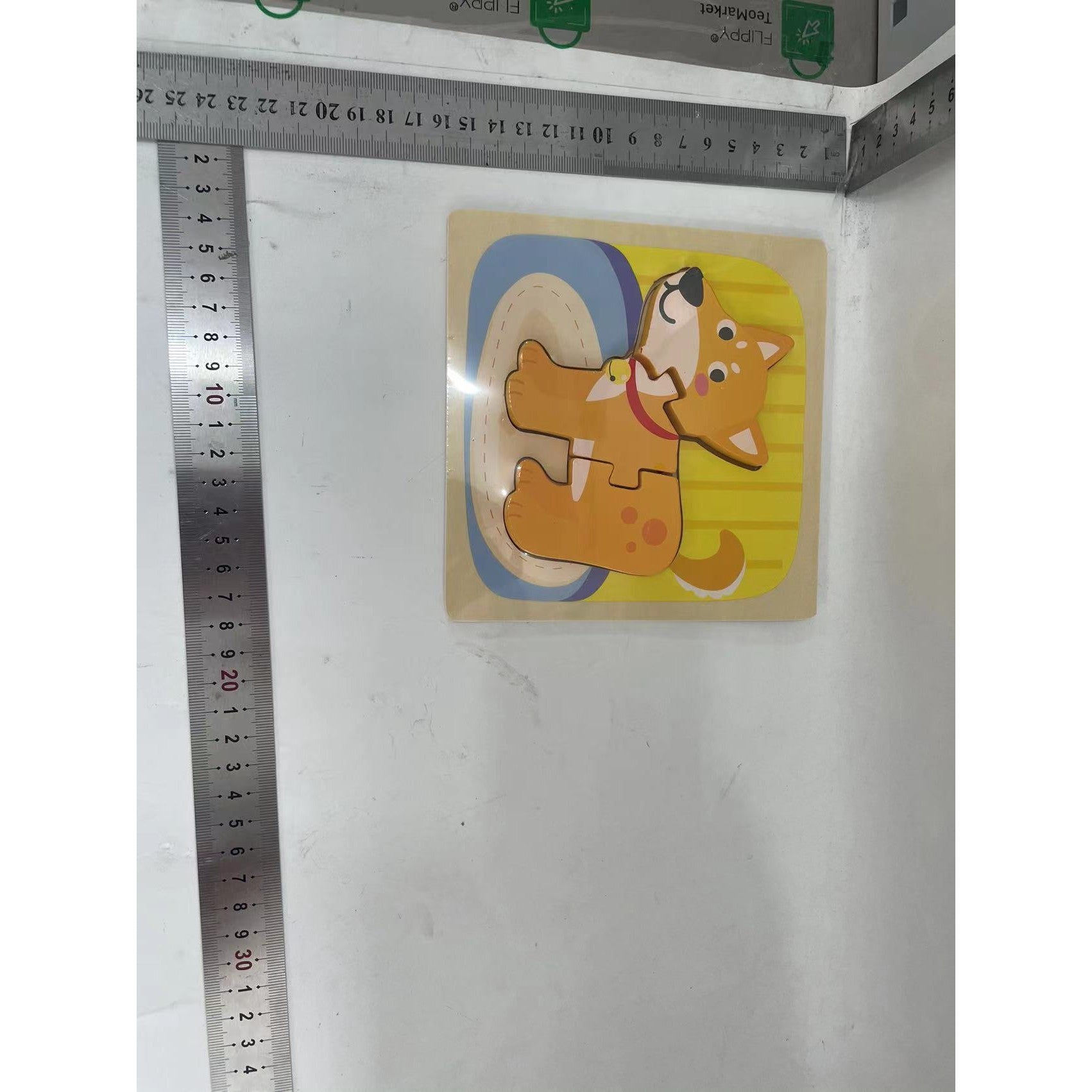 Puzzle Montessori din Lemn pentru Copii, Flippy, 3D, 0-3 Ani, Model Catel, Educativ, Intuitiv, Creativ, 3 Piese, 15x15x0.5 cm, Multicolor-1