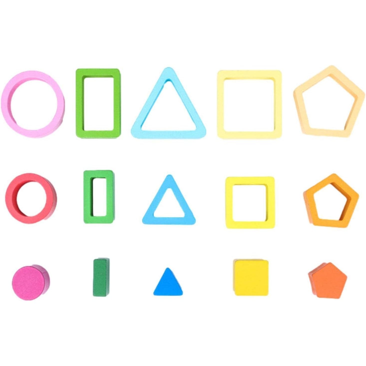 Jucarie Montessori din Lemn, Flippy, Tip Puzzle, cu 5 Forme Asimetrice, 15 Piese, Educativa, Interactiva, Creativa, Model Forme Geometrice, Materiale Non Toxice, +2 Ani, 29x6.5 cm, Multicolor-7