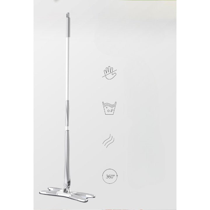 Mop Plat, Flippy, cu Sistem de Stoarcere, 4 Lavete Incluse, Lungime Telescopica 140 cm, Argintiu-6