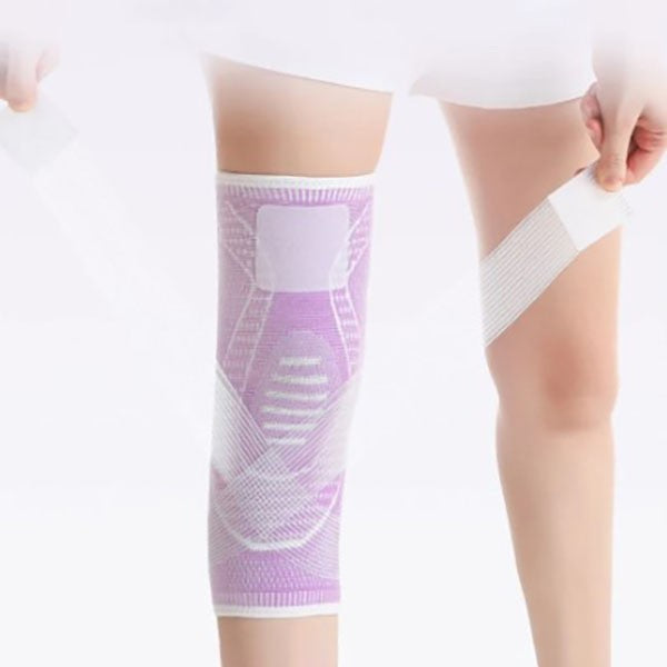 Orteza Elastica pentru Genunchi, Flippy, Ajustabila cu Bretele Elastice, Banda pentru Compresie, Material Respirabil, Marime XL, Culoare Roz-6