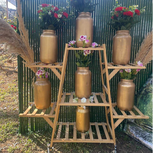 Suport pentru Flori din Bambus cu 9 Etajere – Organizează și pune în valoare plantele tale