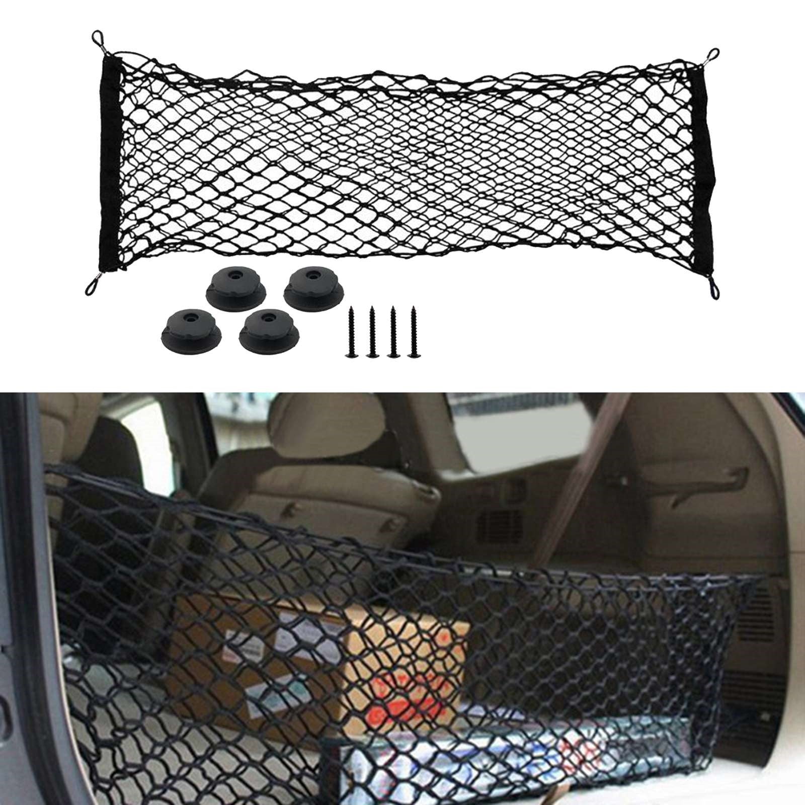 Plasa de bagaje elastica cu buzunar si suporti de montaj, dimensiune 100 x 40 cm-3