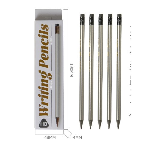 Set 12 Creioane Negre, Flippy, HB, pentru Scoala, cu Radiera, Model Gri, 19 cm-0