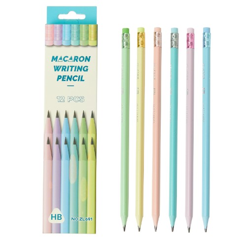 Set 12 Creioane Negre, Flippy, pentru Scoala, cu Radiera, Model Multicolor Pal-0