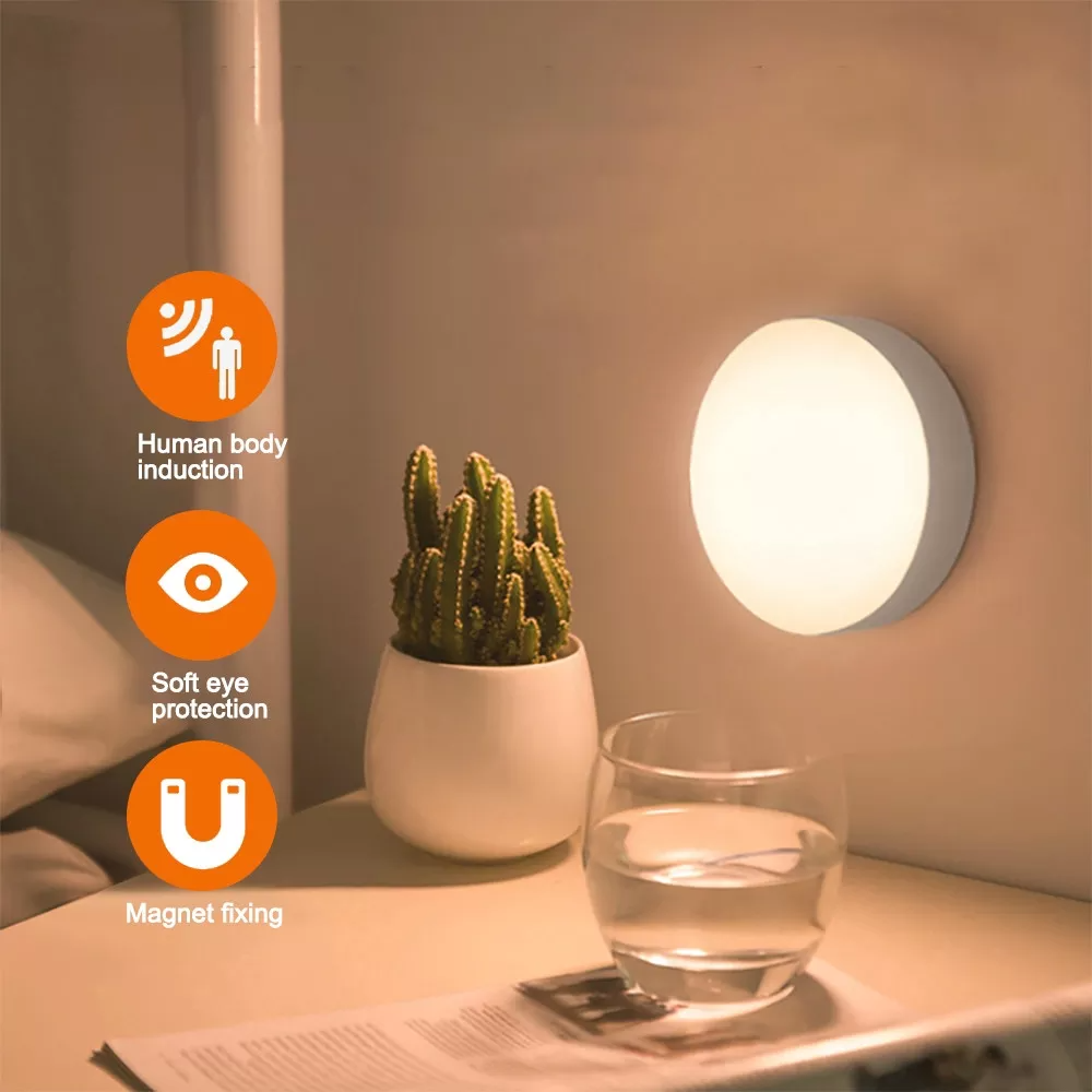 Lampa LED, portabila, cu senzor de miscare si incarcare prin USB, detectie zi/noapte, 2.5W, 20 lumeni