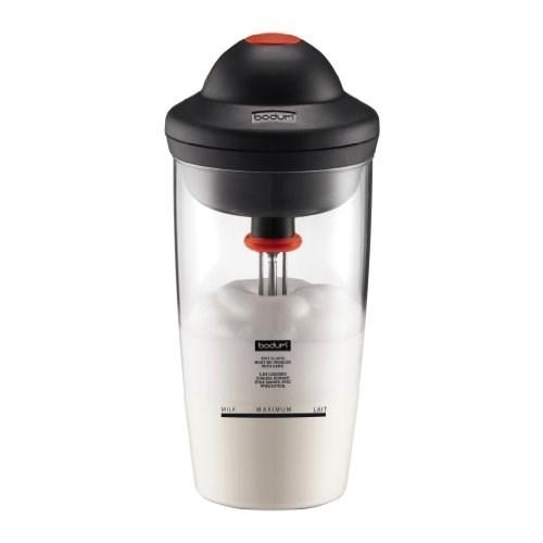 Aparat electric pentru spumarea laptelui, 450 ml, sticla, negru/transparent