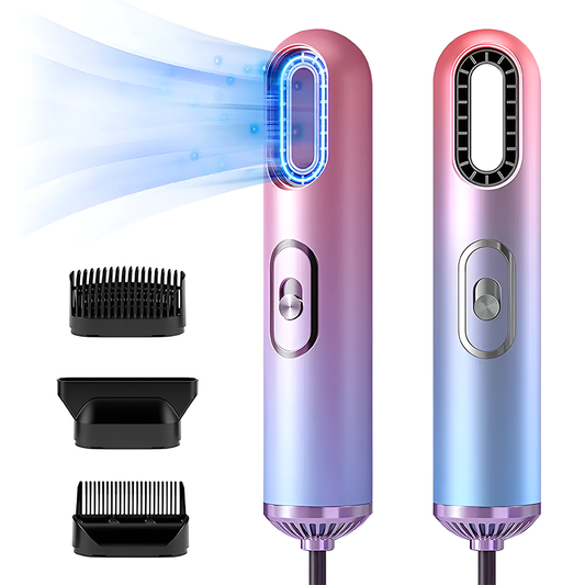 Uscator Profesional de Par 3 in 1 Teno973, aparat multifunctional coafare si uscare, 3 accesorii incluse, 1200W, multicolor pastel