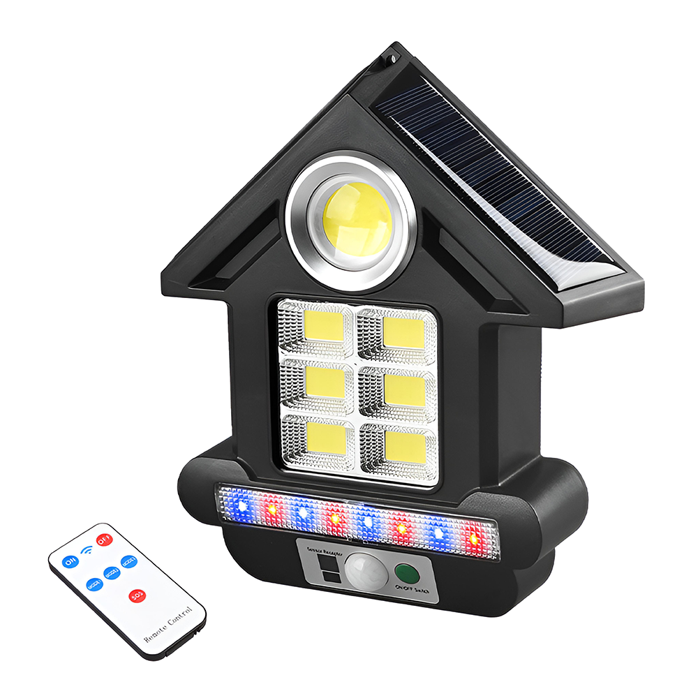 Lampa Solara in Forma de Casa 81 LED-uri Teno889, senzor de miscare, 3 moduri de iluminare, protectie IP65, Waterproof, exterior, negru