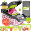 Feliator de Legume 13 in 1 Teno752, multifunctional, 8 taieturi, accesorii pentru tocat, maruntit, feliat, julienne, separator de oua, lame de inox, 28 x 13 cm, verde