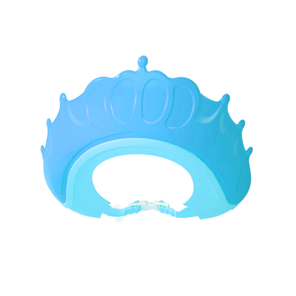 Palarie de Baie pentru Copii Teno529, protectie impotriva samponului pentru ochi si urechi, reglabila, forma coroana rege/regina, albastru