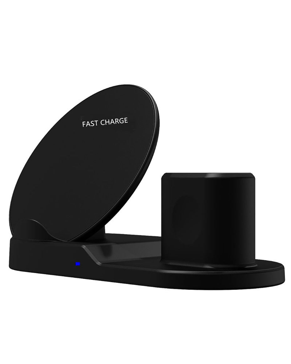 Incarcator wireless QI 3 in 1 pentru telefon ceas si casti Fast Charge