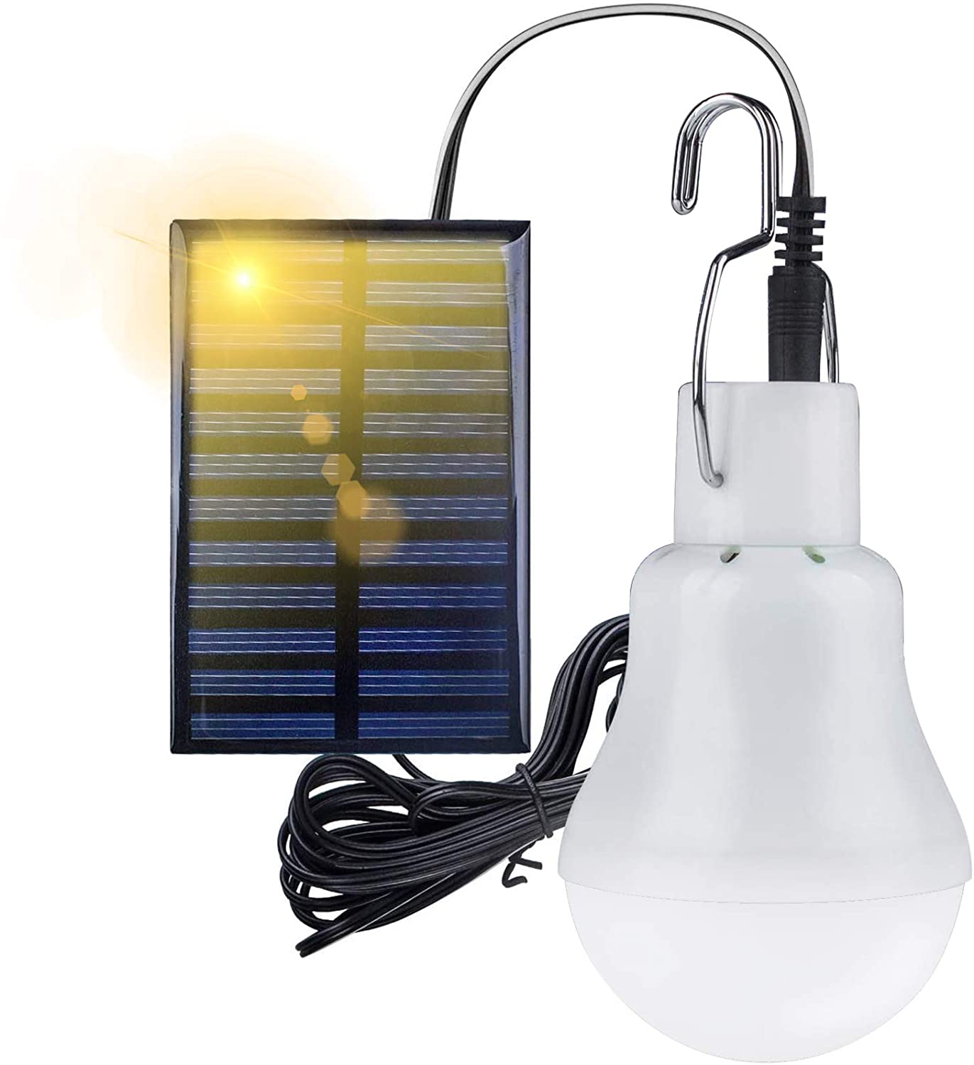 Bec LED portabil si mini panou solar inclus pentru incarcare, 5W