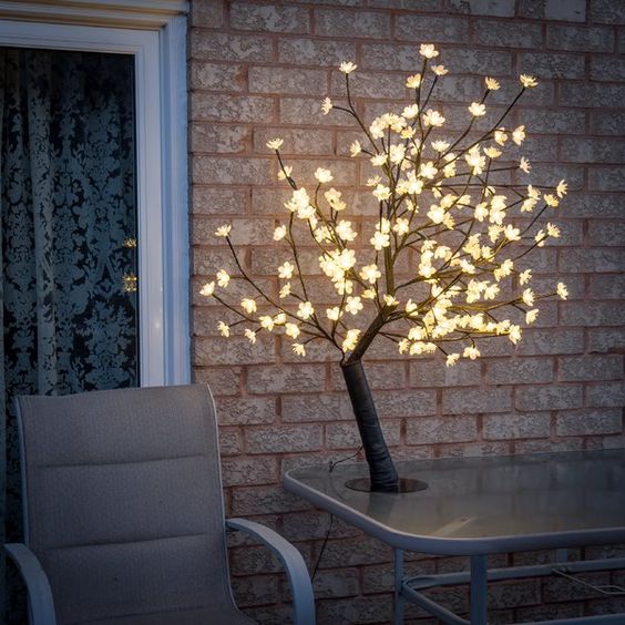 Copac Lumini cu Flori, LED-uri cu lumina calda