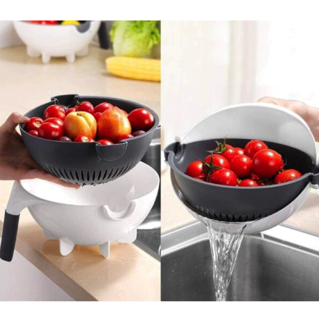 Feliator multifunctional cu 5 lame de diferite dimensiuni, bol pentru curatarea si scurgerea legumelor, protectie degete