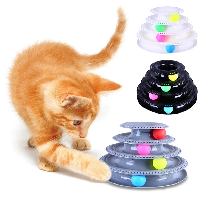 Jucarie interactiva cu bile pentru pisici