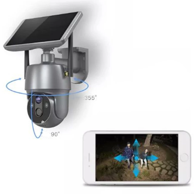 Camera de supraveghere solara Andowl SX01, infrarosu, alarma WIFI, 4K HD, Gri Metalizat