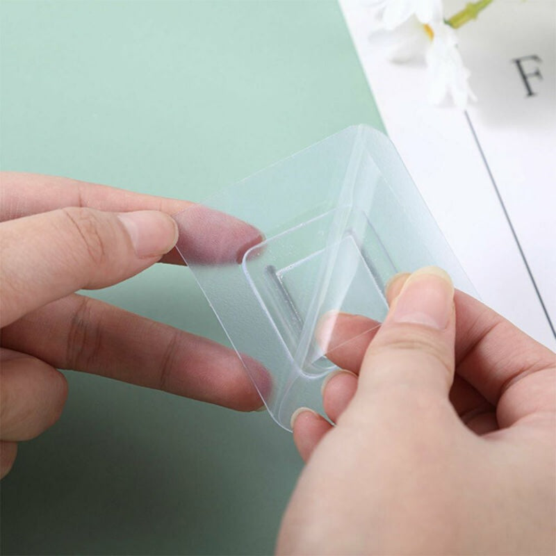 Set 10x carlige duble, autoadezive, transparente