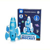Set inteligent de blocuri magnetice pentru copii, 8 piese, cutie depozitare, racheta, albastru