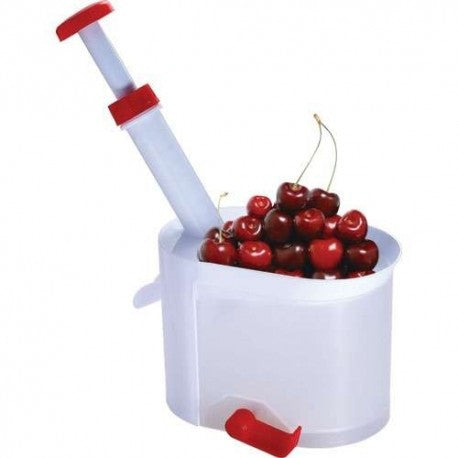 Aparat pentru extras samburi, visine si cirese, alb/rosu