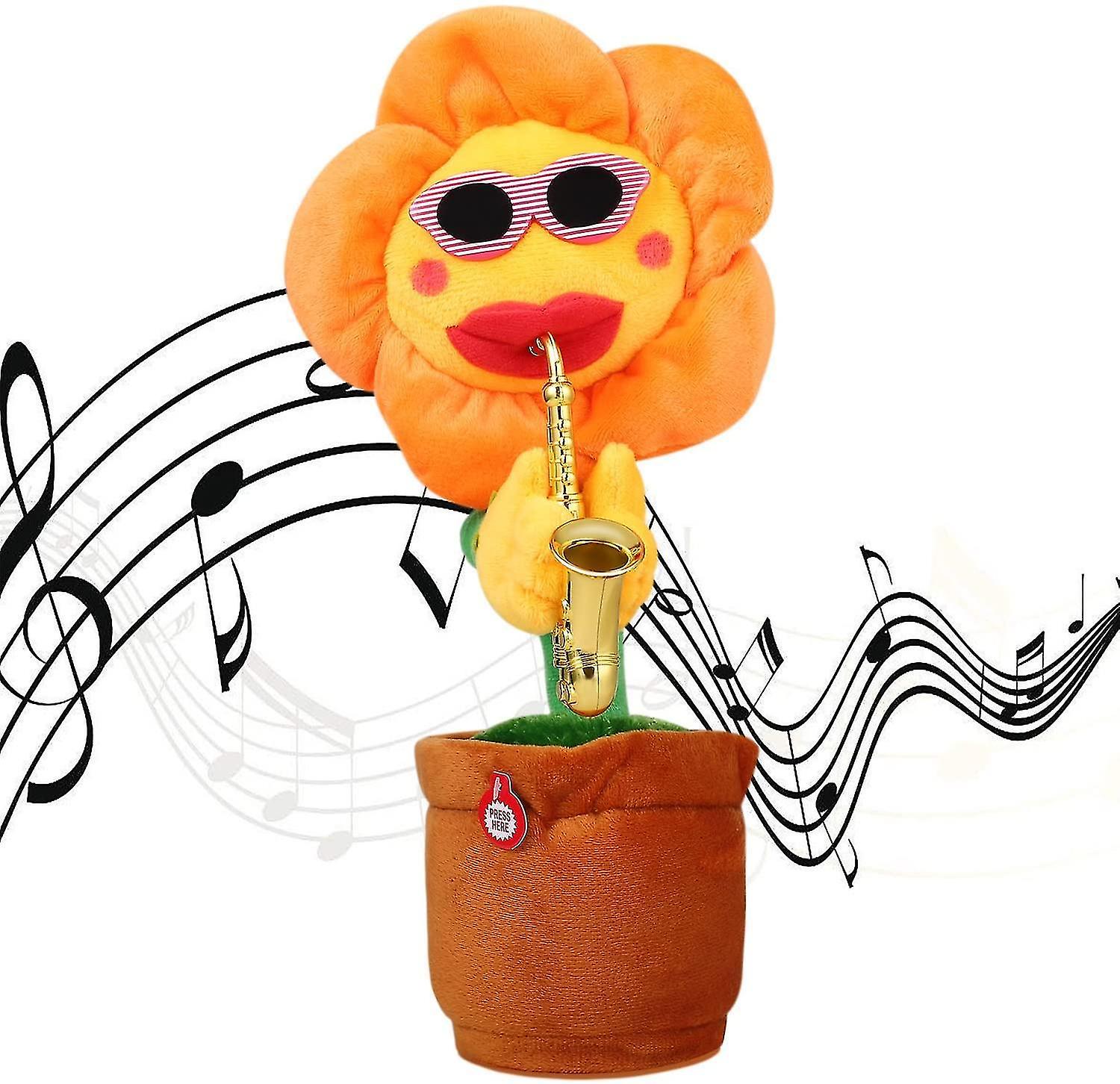 Jucarie de plus Floare Daisy cu Saxofon - Canta, Danseaza, Imita