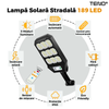 Lampa Solara Stradala 189 LED-uri Teno860, senzor de miscare, 3 moduri de iluminare, protectie IP65, Waterproof, exterior, negru