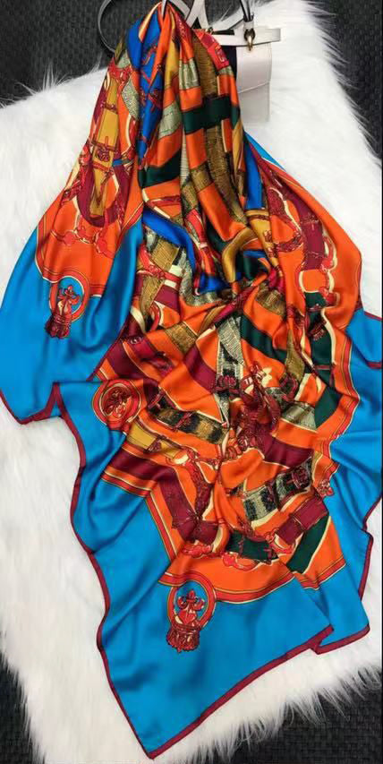 Esarfa de matase Abstract, multicolor, 130x130 cm