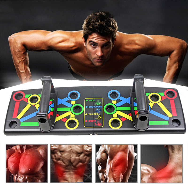 Placa fitness cu manere, portabila, pentru flotari, negru