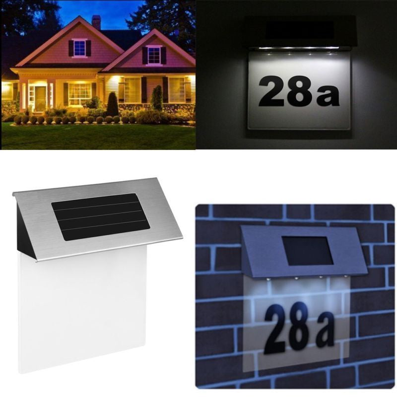 Numar de casa din inox, cu iluminare LED si alimentare solara