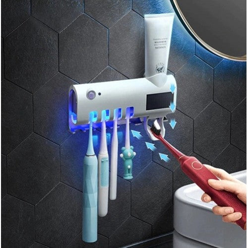 Dozator electric de pasta de dinti cu alimentare solara si sterilizator UV, Incarcare USB