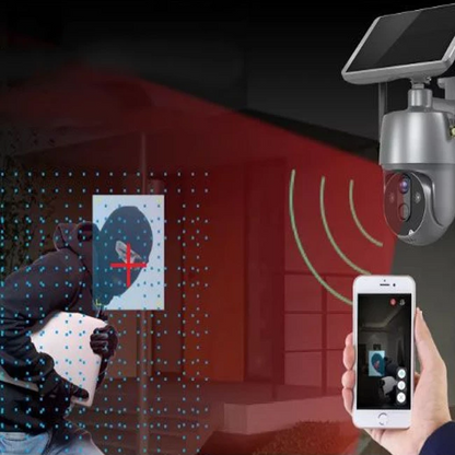 Camera de supraveghere solara Andowl SX01, infrarosu, alarma WIFI, 4K HD, Gri Metalizat
