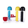 Sticla de apa cu organizator de medicamente, 600ml, multicolor