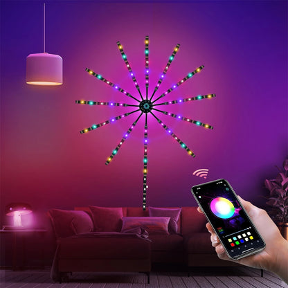 Lumini LED tip artificii inteligente, RGB, muzica, telecomanda si control din smartphone, multicolor