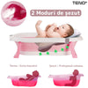 Cadita cu Pernuta pentru Bebelusi Teno527, termometru digital incorporat, pliabila, dop de scurgere, picioare anti-alunecare, design ergonomic, 75 x 45 x 22 cm, roz