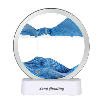 Lampa decorativa 3D tip clepsidra, nisipuri miscatoare, Moving Sand Art
