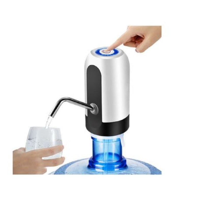 Dozator automat de apa, pentru bidoane, incarcare USB, alb-negru