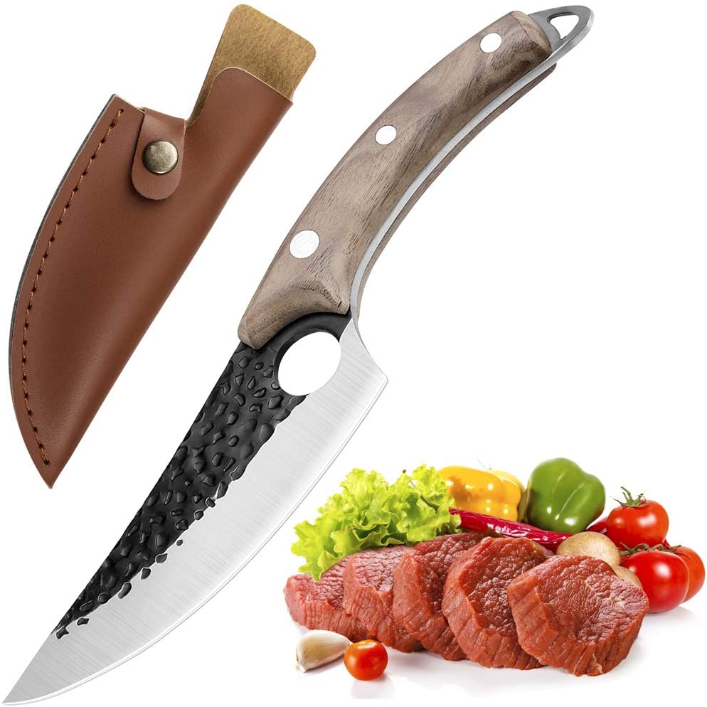 Cutit profesional japonez universal lucrat manual cu teaca de piele inclusa,lungime 27.5cm