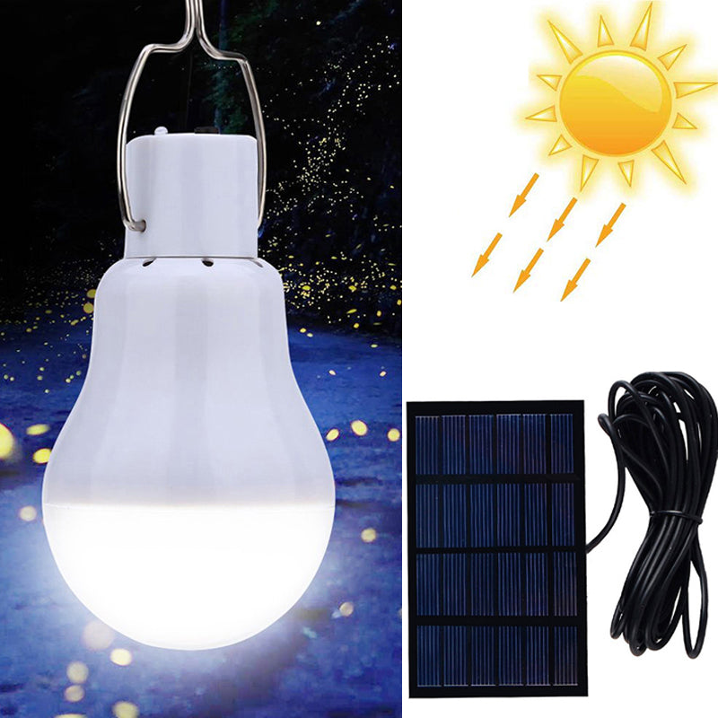 Bec LED portabil si mini panou solar inclus pentru incarcare, 5W