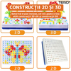 Jucarie Educativa si Interactiva 4in1 Teno®, 234 piese, unelte pentru inginerie, pentru fete si baieti, manual inclus, puzzle 3D/2D, dezvoltare STEM, montessori, multicolor
