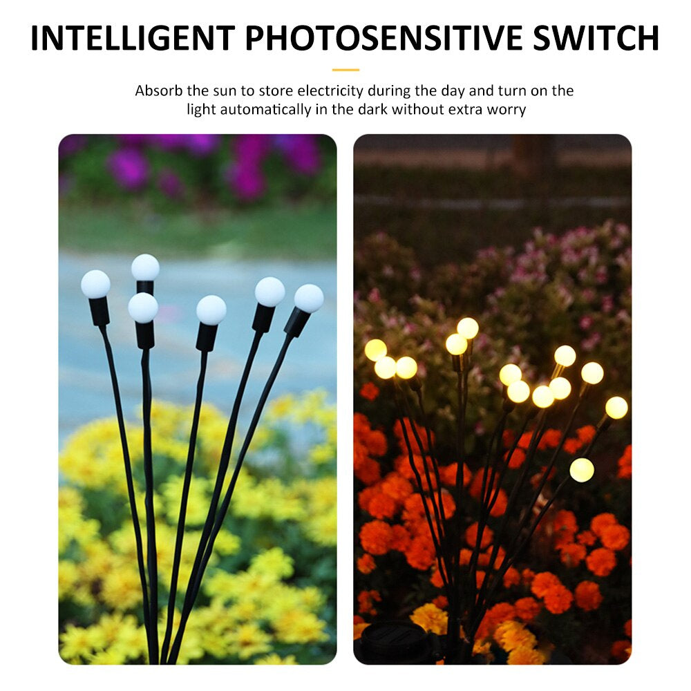 Lampa solara pentru gradina cu 6 LED-uri, Firefly, alb cald