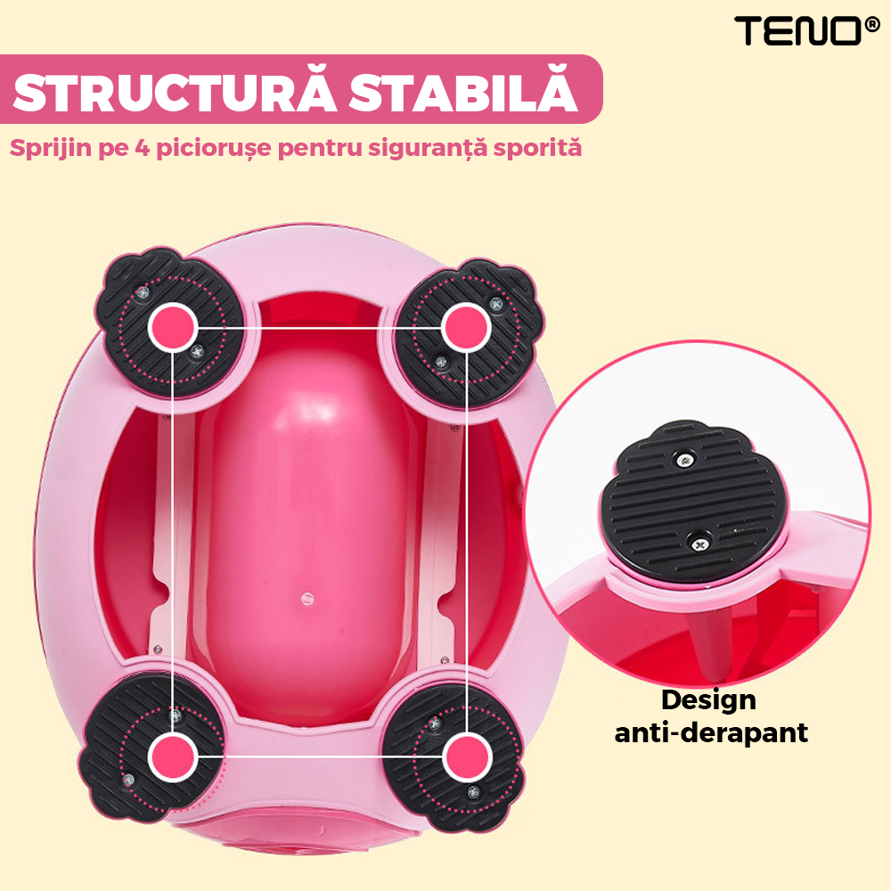 Olita Educationala Teno661, model panda, imita toaleta, capac cu urechiuse, recipient detasabil, confortabila, roz